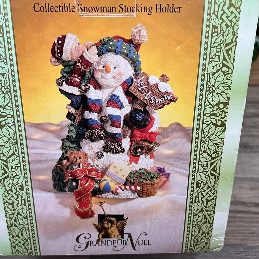 Grandeur Noel Snowman Christmas Stocking Holder New In Box